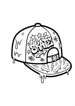 Coloriage Casquette de skater stylisée