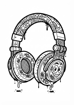 Coloriage Casque audio géant urbain