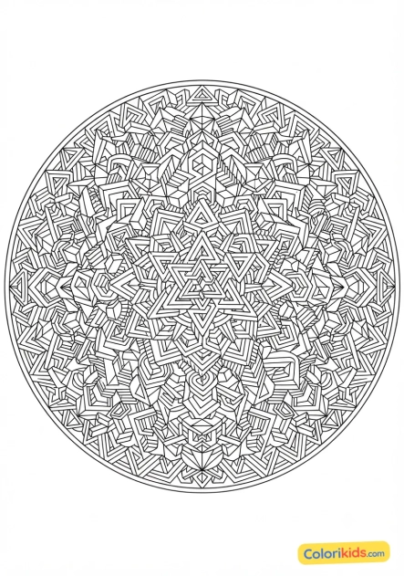 Coloriage à imprimer : mandala illusions géométriques 3D