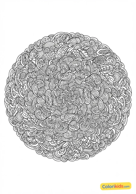 Coloriage à imprimer : mandala zentangle abstrait