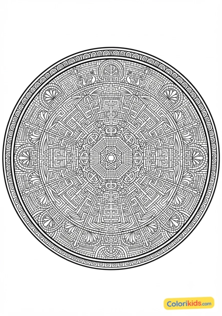 Coloriage à imprimer : mandala mosaïque byzantine