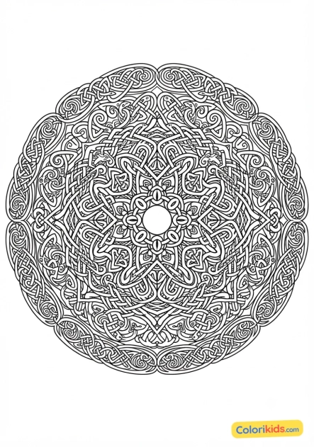 Coloriage à imprimer : mandala entrelacs celtiques