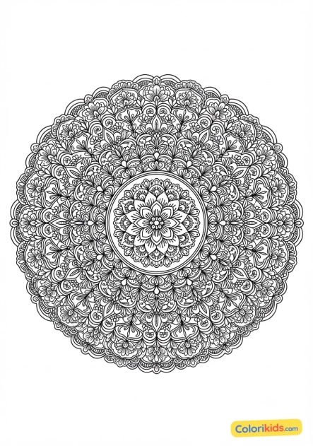 Coloriage à imprimer : mandala dentelle florale complexe