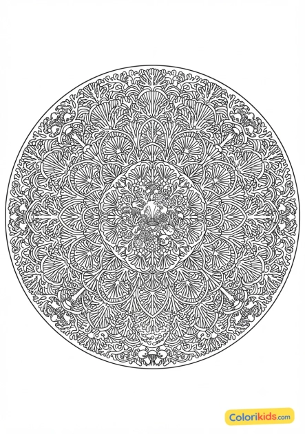 Coloriage à imprimer : mandala corail et abysses