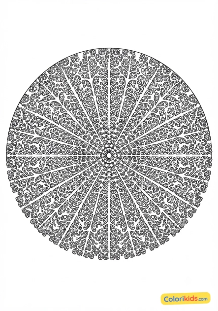 Coloriage à imprimer : mandala gouttes de rosée fractales