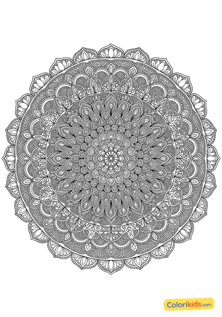 Coloriage à imprimer : mandala indien au henné