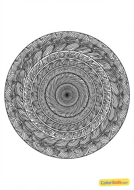 Coloriage à imprimer : mandala hypnotique optique