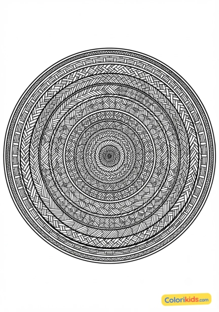 Coloriage à imprimer : mandala vannerie et tressage serré