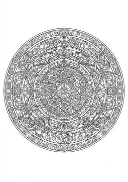 Coloriage Mandala engrenages et horlogerie ancienne