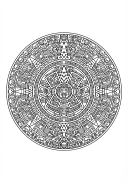 Coloriage Mandala tribal aztèque