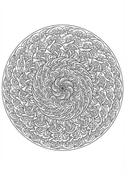 Coloriage Mandala vagues d'Hokusai complexes