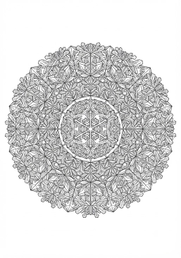Coloriage Mandala cristaux de glace fractals