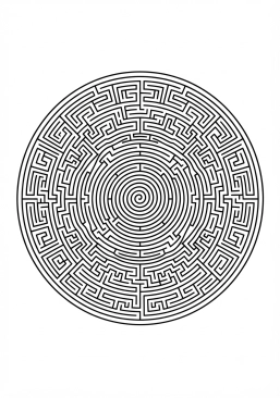 Coloriage Mandala labyrinthe circulaire infini