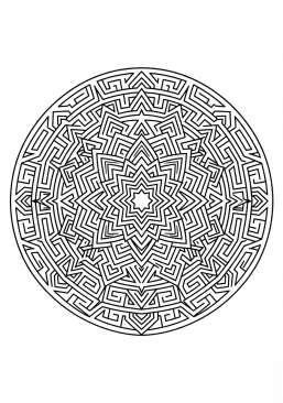 Coloriage Mandala géométrique labyrinthique