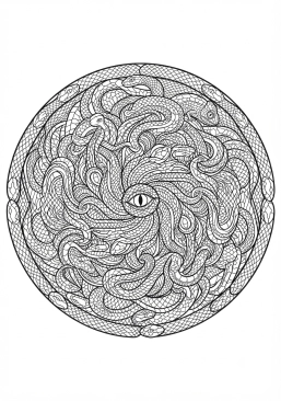 Coloriage Mandala entrelacs de reptiles et écailles
