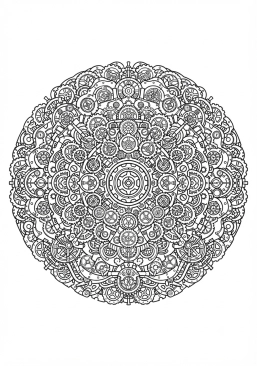 Coloriage Mandala engrenages steampunk