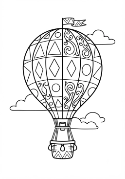 Voir le coloriage Montgolfière décorée de motifs géométriques et d'arabesques