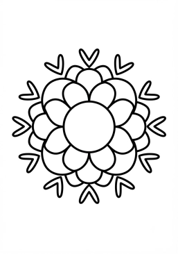 Voir le coloriage Mosaïque de rosaces complexes aux fines lignes symétriques