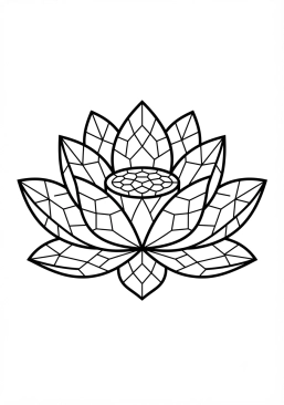 Voir le coloriage Fleur de lotus géométrique composée de tesselles multicolores