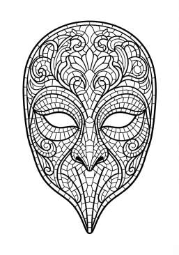 Voir le coloriage Masque vénitien mystérieux aux incrustations de faïence