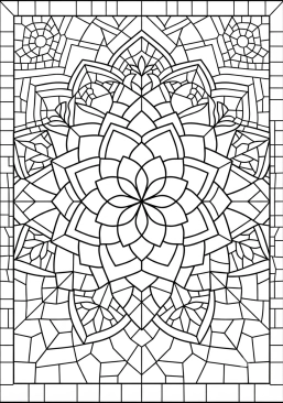 Voir le coloriage Mandala oriental aux mille détails de carreaux de mosaïque