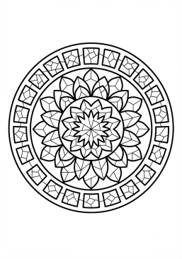 Voir le coloriage Mandala zénithal aux vagues géométriques de faïence