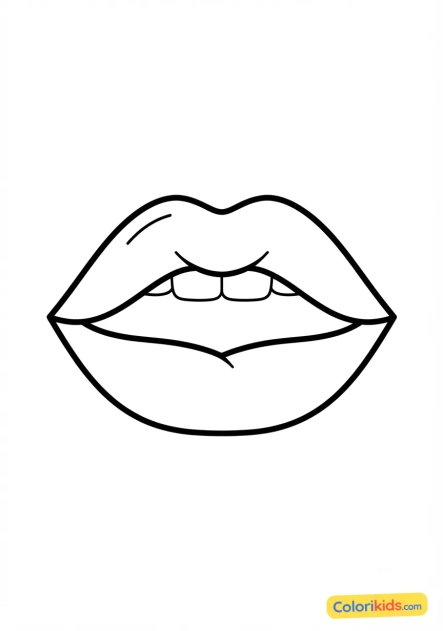 Coloriage à imprimer : bouche pulpeuse rouge vif aux contours noirs style pop art
