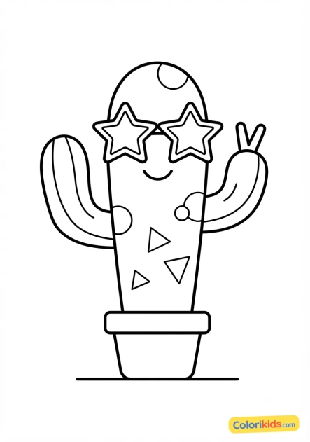 Coloriage à imprimer : cactus cool portant des lunettes de soleil style pop