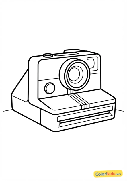 Coloriage à imprimer : ancien appareil photo polaroid aux reflets acidulés