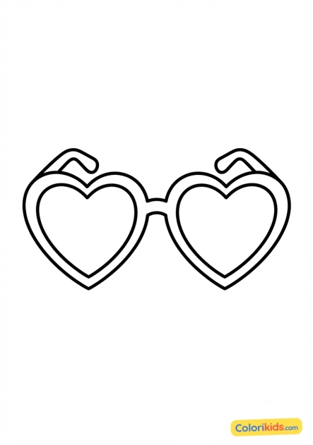 Coloriage à imprimer : lunettes de soleil rétro en forme de coeur pop art