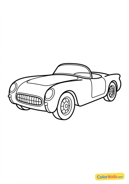 Coloriage à imprimer : voiture de sport rétro aux couleurs acidulées et points de trame