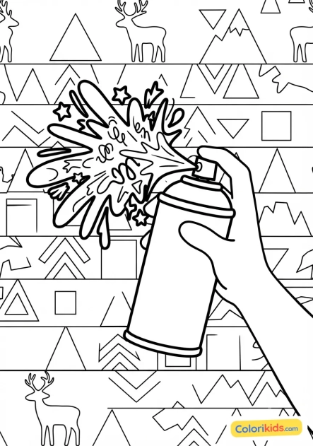 Ausmalbild zum Ausdrucken: sprühdose taggt eine grafische Wand