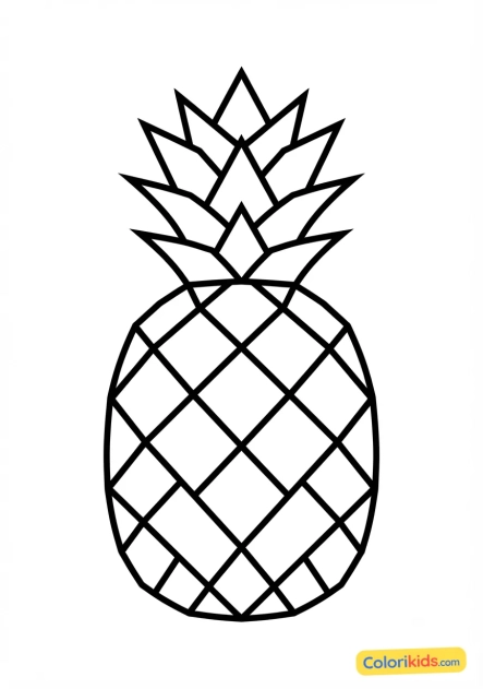 Coloriage à imprimer : ananas stylisé aux couleurs fluo et motifs géométriques