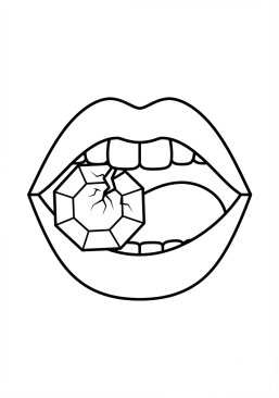 Voir le coloriage Bouche croquant un bonbon acidulé style pop art
