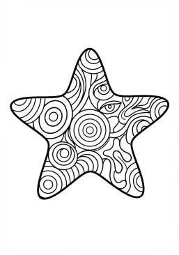 Voir le coloriage Étoile de mer pop art aux couleurs psychédéliques