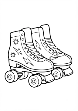 Voir le coloriage Patins à roulettes rétro des années 80 aux couleurs flash