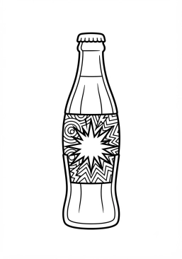 Voir le coloriage Bouteille de boisson gazeuse rétro au design explosif pop art