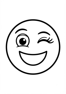 Voir le coloriage Souriant émoji clignant de l'oeil style pop art moderne