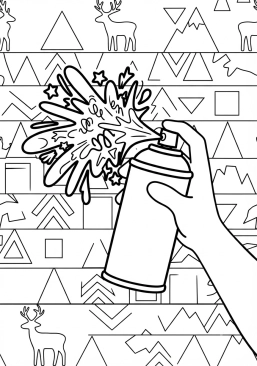 Voir le coloriage Bombe de peinture aérosol taguant un mur graphique