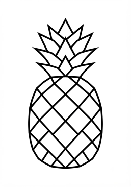 Voir le coloriage Ananas stylisé aux couleurs fluo et motifs géométriques