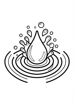 Voir le coloriage Goutte d'eau éclaboussant avec des ondes pop graphiques