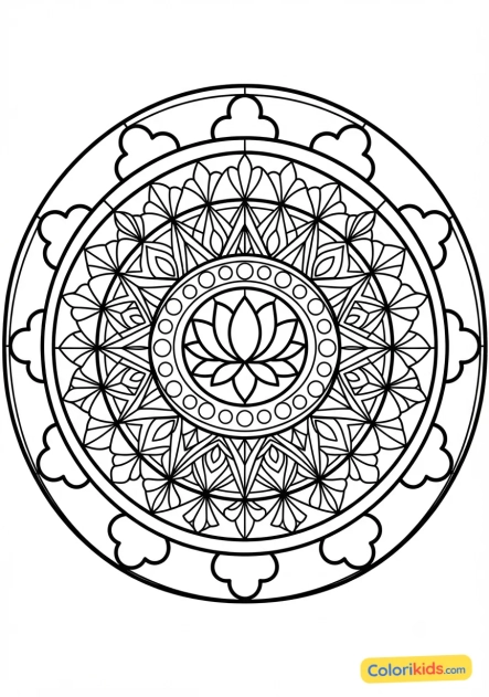 Coloriage à imprimer : mandala spirituel complexe aux mille nuances