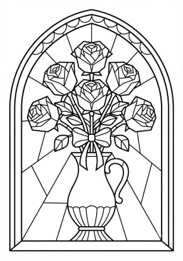Voir le coloriage Bouquet de roses éternelles aux pétales de verre