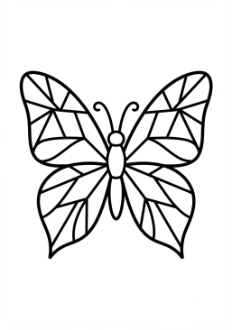 Voir le coloriage Papillon aux ailes colorées inspiré de l'art du vitrail