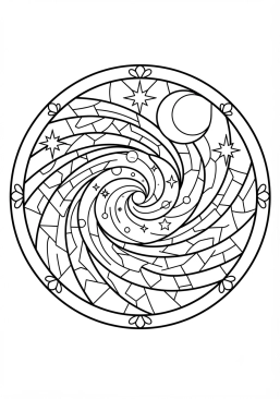 Voir le coloriage Voie lactée galactique aux éclats de verre cathédrale
