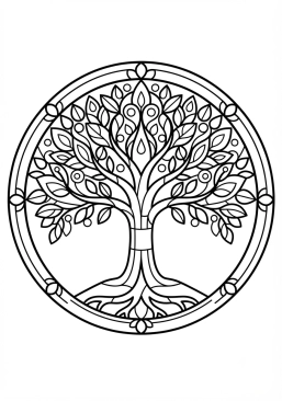 Voir le coloriage Arbre de vie lumineux aux teintes arc-en-ciel