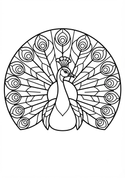 Voir le coloriage Paon majestueux aux plumes de verre coloré