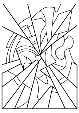 Voir le coloriage Vitraux modernes aux formes abstraites et vibrantes