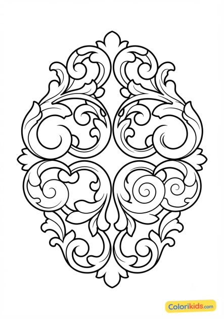 Coloriage à imprimer : arabesques baroques