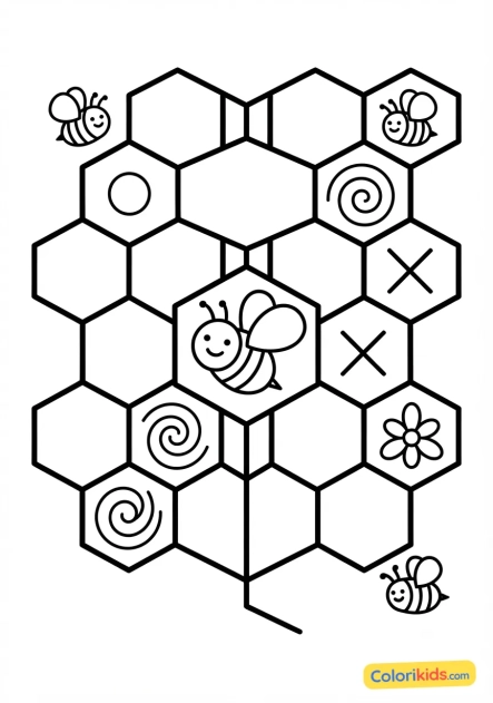 Coloriage à imprimer : alvéoles d'abeilles